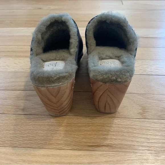 Beek Woodpecker Shearling Clog Leather Studded Wooden Heel Size 7 Fall Boho - Picture 5 of 8